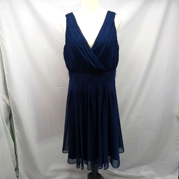 Ralph Laren Blue Ruched Wrap Midi Dress for Cocktail Events Womans Large........ - Picture 4 of 11
